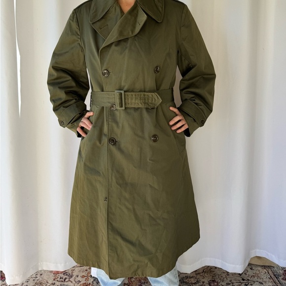 Military 40s 50s TRENCH COAT W WOOL LINER SIZE / MEDIUM PAT NOS 21676 2198064
